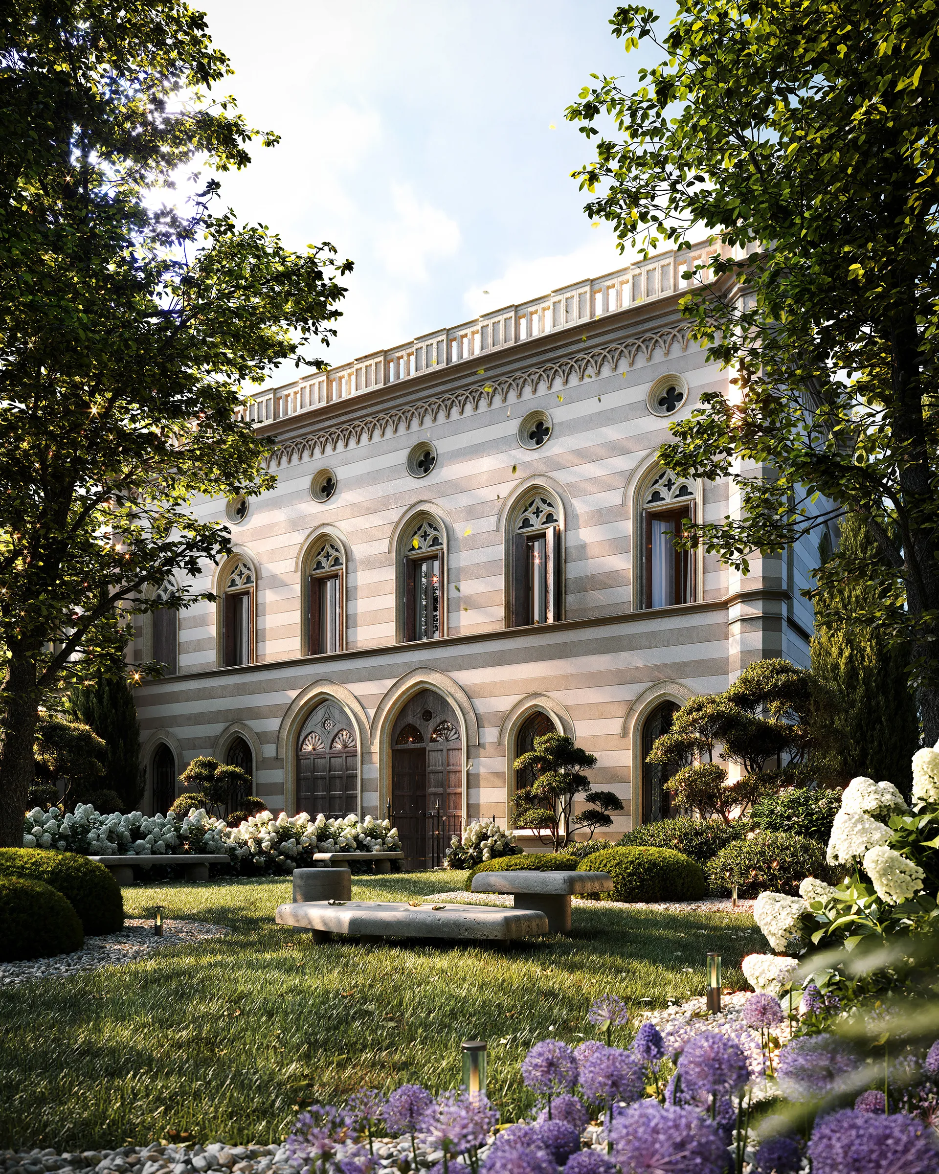 Giardino Palazzetto nobile neogotico_Ca’ del Chiostro_residenza in vendita Padova centro